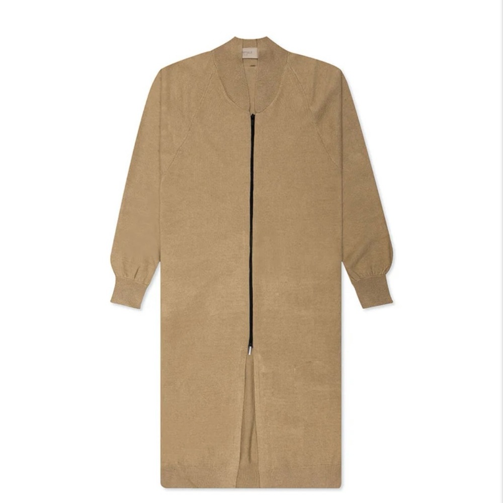 Fear Of God Essentials Women’s Long Cardigan In Oak Size XS Oversized